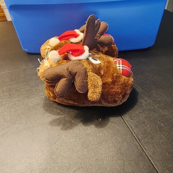 Rudy Reindeer Womens Slippers Sz M 7 8 Christmas Holiday Santa Festive Plush - Picture 3 of 6